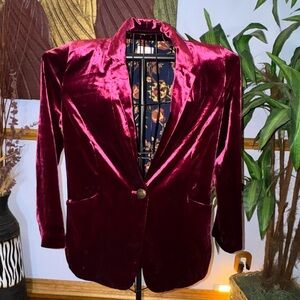 Chico's Velvet Blazer in Rich Burgundy